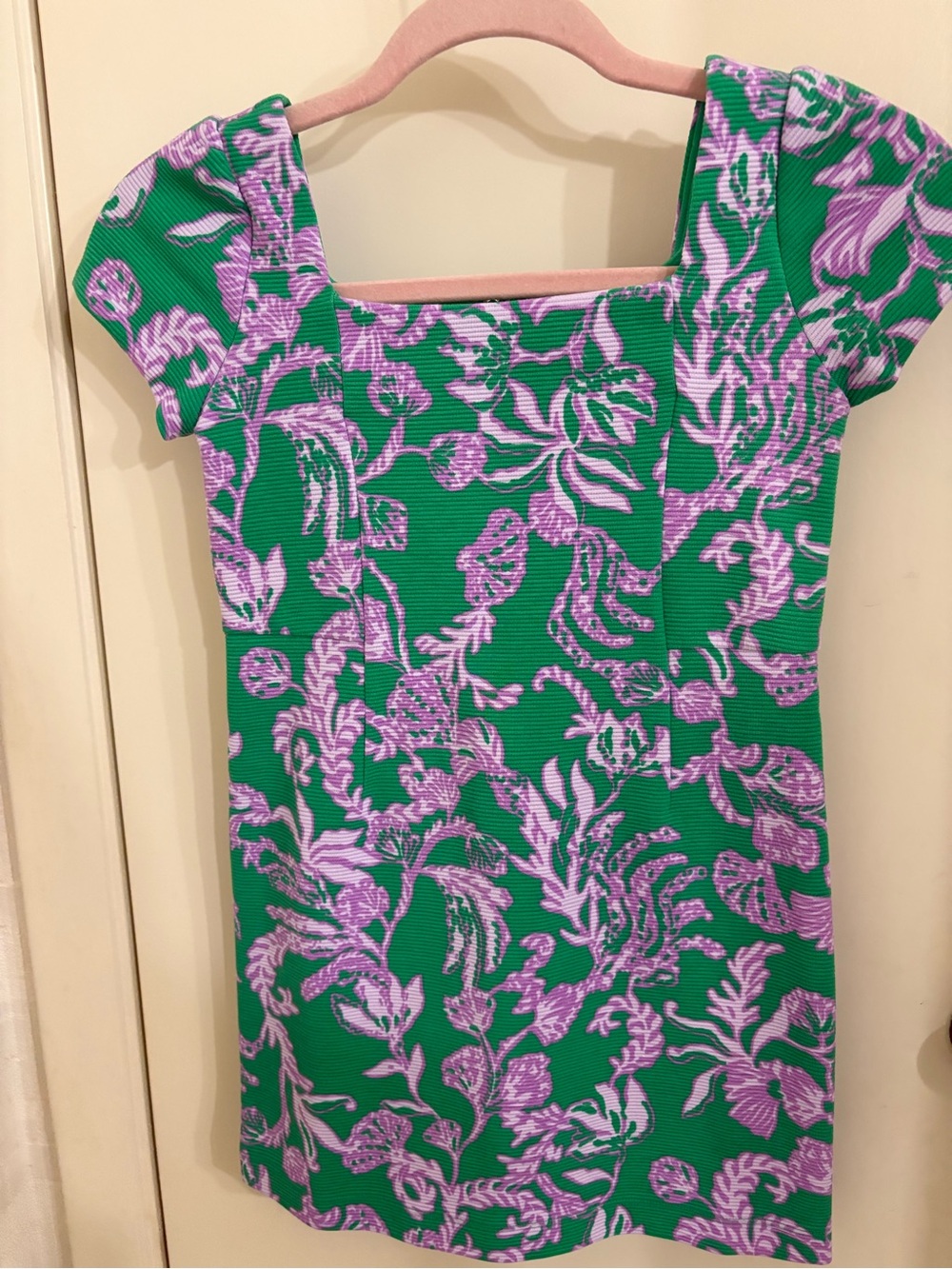 Lilly Pulitzer Green and Lavender Floral Kids Casual Dress
